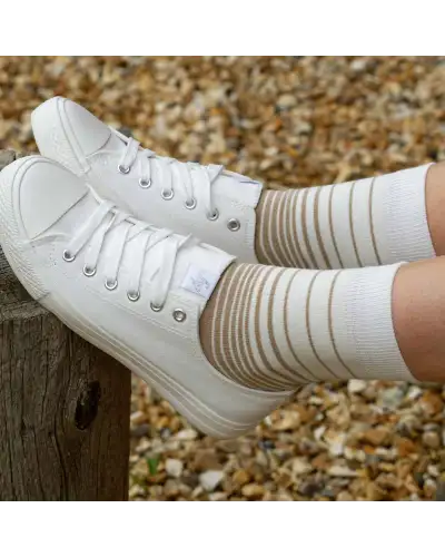 Women PEPER HAROW Retro Stripe Womens Socks - Beige £15.00