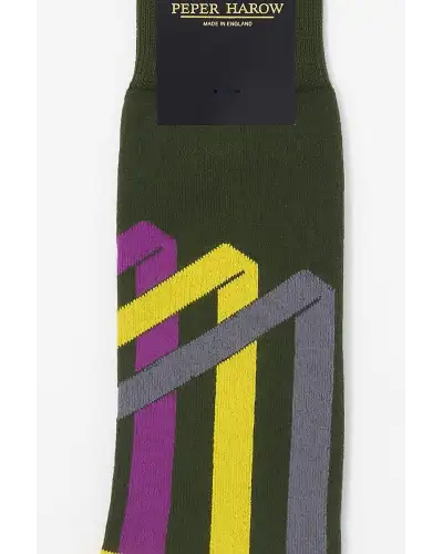 Men PEPER HAROW Ribbon Stripe Mens Socks - Pine £16.00