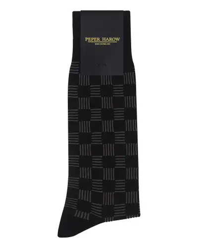 Men PEPER HAROW Battenberg Mens Socks - Black £16.00