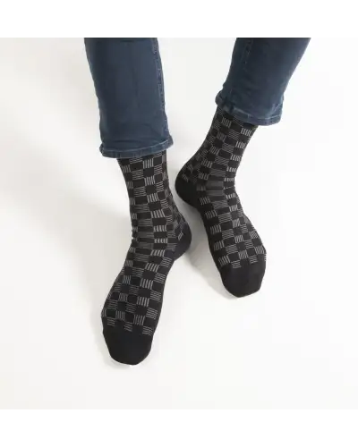 Men PEPER HAROW Battenberg Mens Socks - Black £16.00