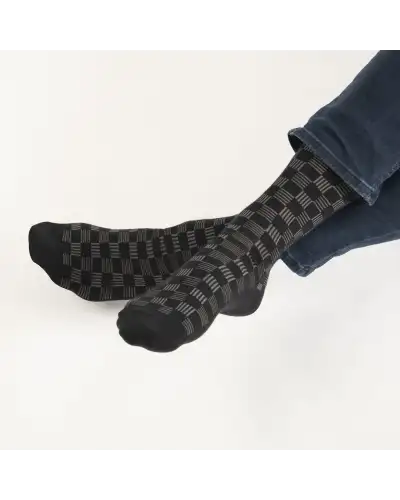 Men PEPER HAROW Battenberg Mens Socks - Black £16.00