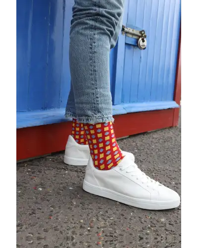 Men PEPER HAROW Grooms Set - Diamonds Red Socks Honey Cufflink £41.00