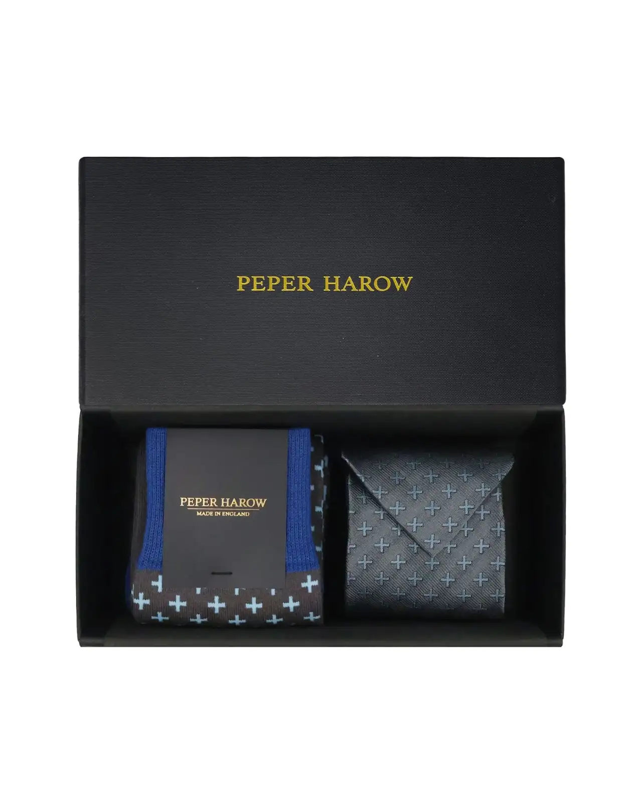 Gents PEPER HAROW Grey Crosslet Tie Socks Mens Gift Box £77.00