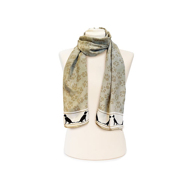 Scarves Fox and Chave Labrador Paws Taupe Crepe De Chine Scarf £34.00