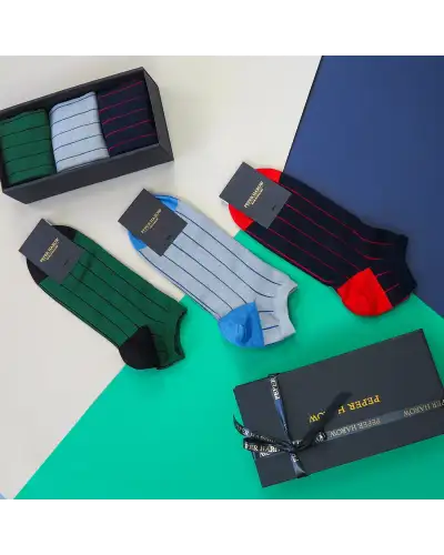 Gents PEPER HAROW Mens Trainer Socks Gift Box - Pin Stripe £33.00