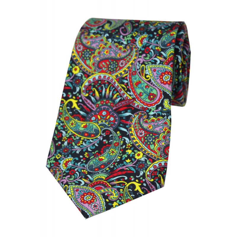 Posh & Dandy Ties Soprano Ties Posh And Dandy Bright Multi Coloured Paisley And Flowers Silk Tie £31.00