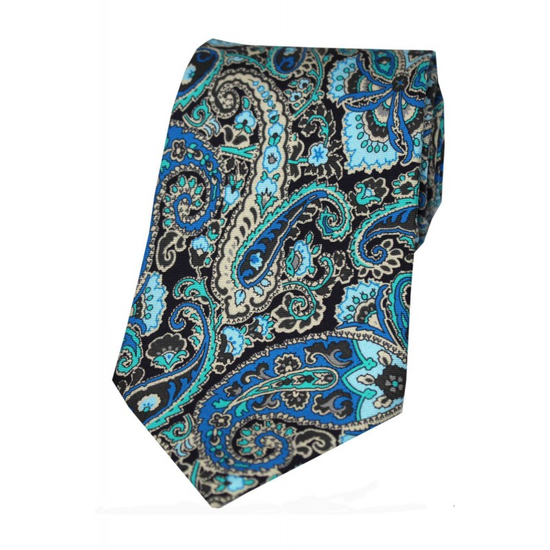 Posh & Dandy Ties Soprano Ties Posh And Dandy Blue And Green Paisley Silk Tie £31.00