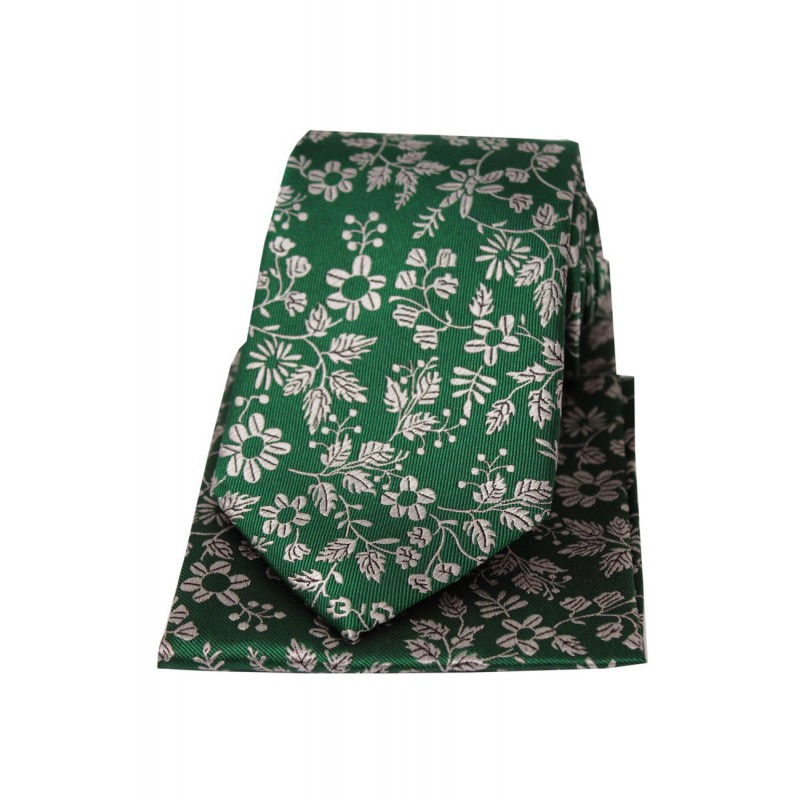 Silk Hankies Soprano Ties Soprano Forest Green Floral Silk Tie And Pocket Square £34.00