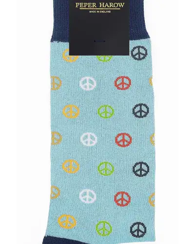 Men PEPER HAROW Peace Mens Socks - Light Blue £16.00