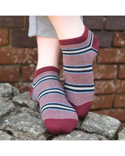 Men PEPER HAROW Multistripe Mens Trainer Socks - Burgundy £12.00