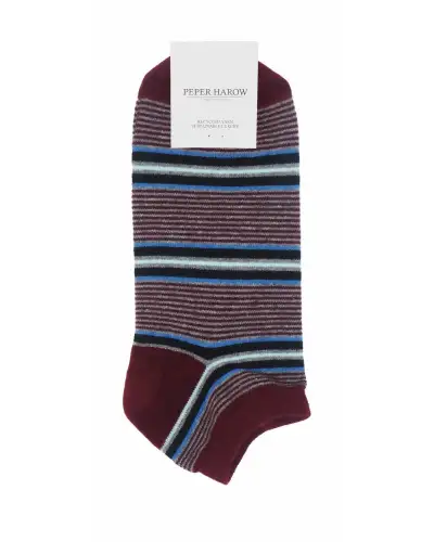 Men PEPER HAROW Multistripe Mens Trainer Socks - Burgundy £12.00