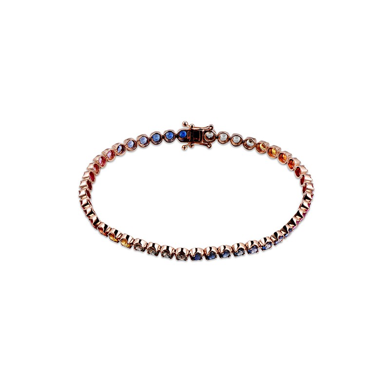 Fine Jewellery Babette Wasserman Rainbow Sapphire Tennis Bracelet 18Ct Rose Gold £2145.00