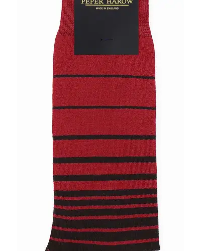 Men PEPER HAROW Retro Stripe Mens Socks - Burgundy £16.00