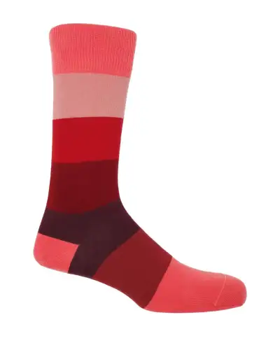 Block Stripe Mens Socks - Fire | PEPER HAROW PH 7682897313966 Men Sock