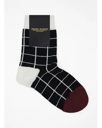 Women PEPER HAROW Grid Womens Socks - Black £15.00