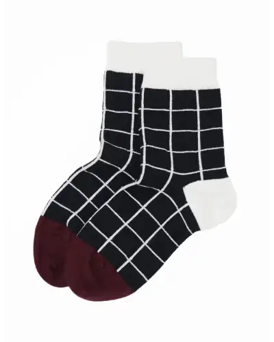 Women PEPER HAROW Grid Womens Socks - Black £15.00