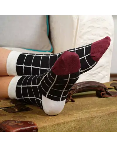 Women PEPER HAROW Grid Womens Socks - Black £15.00