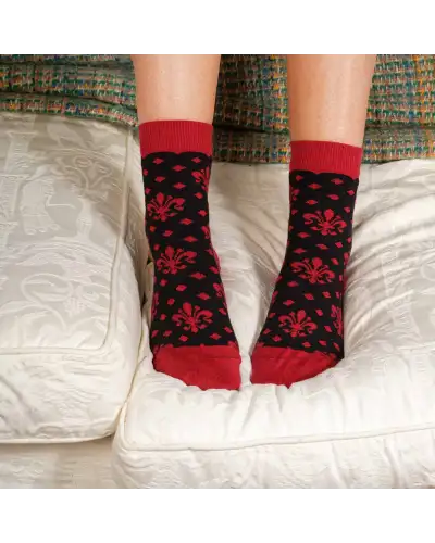 Women PEPER HAROW Fleur De Lis Womens Socks - Black £15.00