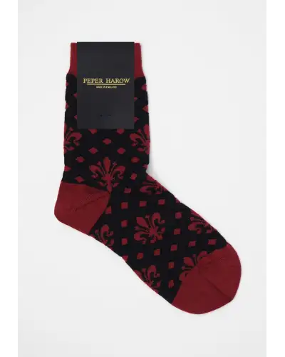 Women PEPER HAROW Fleur De Lis Womens Socks - Black £15.00