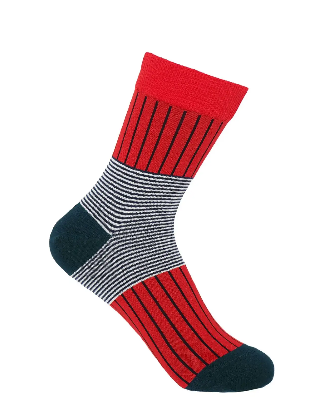 Women PEPER HAROW Oxford Stripe Womens Socks - Scarlet £15.00