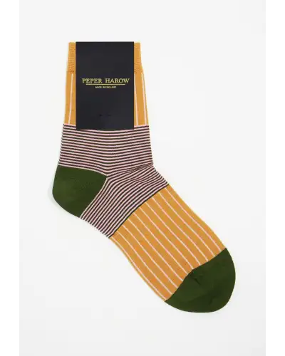 Women PEPER HAROW Oxford Stripe Womens Socks - Mustard £15.00