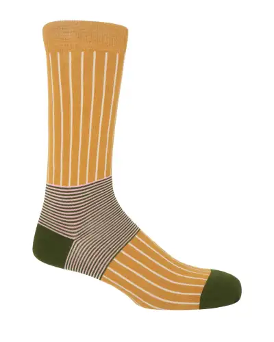 Men PEPER HAROW Oxford Stripe Mens Socks - Mustard £16.00