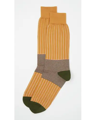 Men PEPER HAROW Oxford Stripe Mens Socks - Mustard £16.00