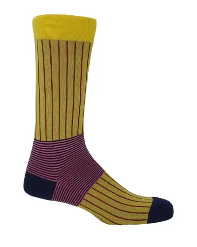 Men PEPER HAROW Oxford Stripe Mens Socks - Yellow £16.00