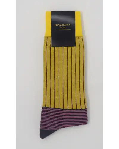 Men PEPER HAROW Oxford Stripe Mens Socks - Yellow £16.00