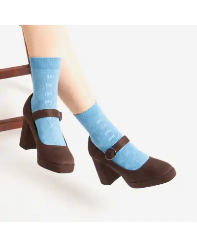 Women PEPER HAROW Battenberg Womens Socks - Blue £15.00