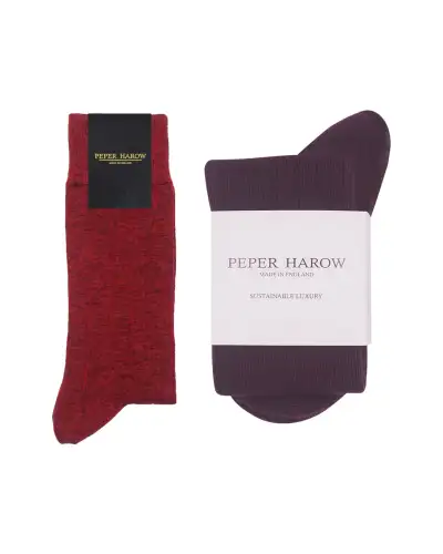 Men PEPER HAROW Cashmere Wool Boot MenS Socks Bundle - Red Purple £41.00