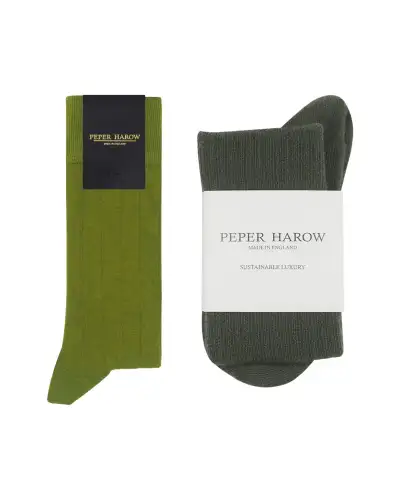 Men PEPER HAROW Cashmere Wool Boot MenS Socks Bundle - Green Olive £41.00