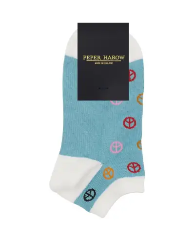 Women PEPER HAROW Peace Womens Trainer Socks - Blue £11.00