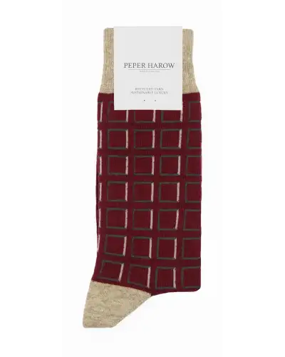 Men PEPER HAROW Cube Mens Socks - Burgundy £14.00