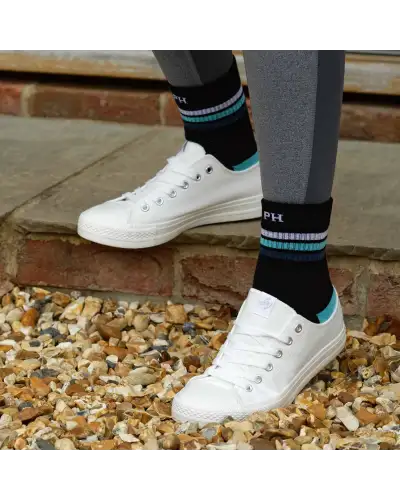 Women PEPER HAROW Striped Organic Womens Sport Socks - Black £15.00