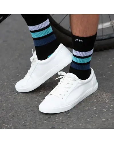 Men PEPER HAROW Striped Organic Mens Sport Socks - Black £16.00