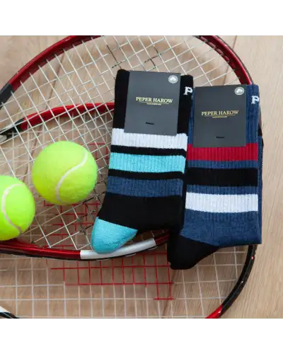 Men PEPER HAROW Striped Organic Mens Sport Socks - Black £16.00