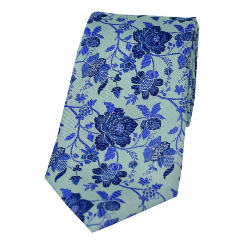 Silk Ties Soprano Ties Soprano Duck Egg Blue Floral Luxury Silk Tie £21.00