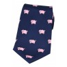 Silk Ties Soprano Ties Soprano Pink Pigs On Navy Blue Ground Country Silk Tie £21.00