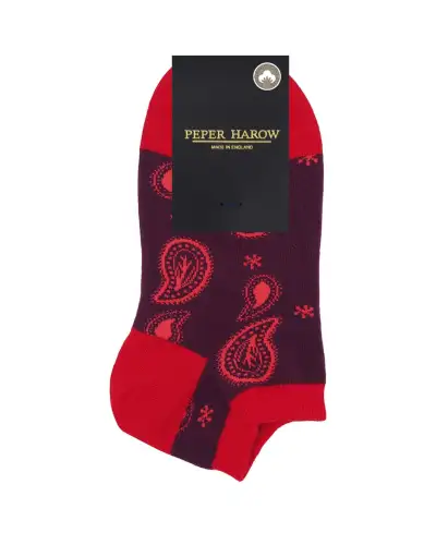 Women PEPER HAROW Paisley Womens Trainer Socks - Burgundy £11.00