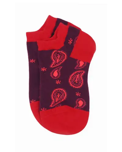Women PEPER HAROW Paisley Womens Trainer Socks - Burgundy £11.00