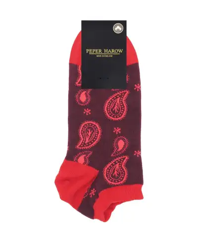 Men PEPER HAROW Paisley Mens Trainer Socks - Burgundy £14.00