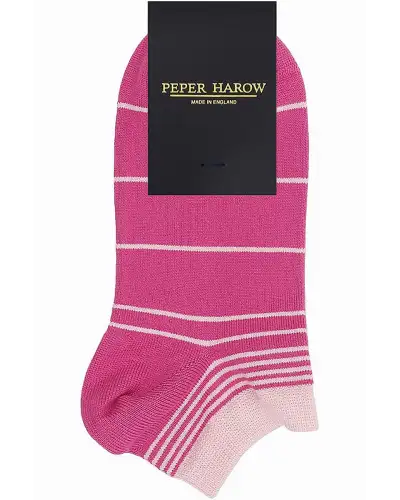 Women PEPER HAROW Retro Stripe Womens Trainer Socks - Pink £11.00