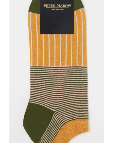 Men PEPER HAROW Oxford Stripe Mens Trainer Socks - Mustard £13.00