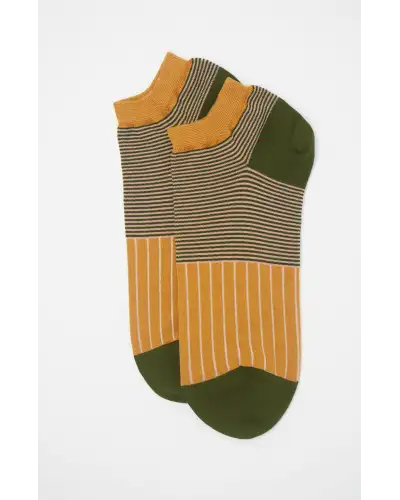 Men PEPER HAROW Oxford Stripe Mens Trainer Socks - Mustard £13.00