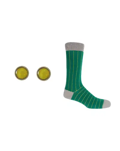Men PEPER HAROW Grooms Set - Dash Green Socks Olive Cufflink £38.00