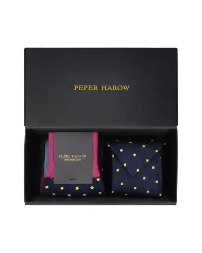 Gents PEPER HAROW Midnight Pin Polka Tie Socks Mens Gift Box £77.00
