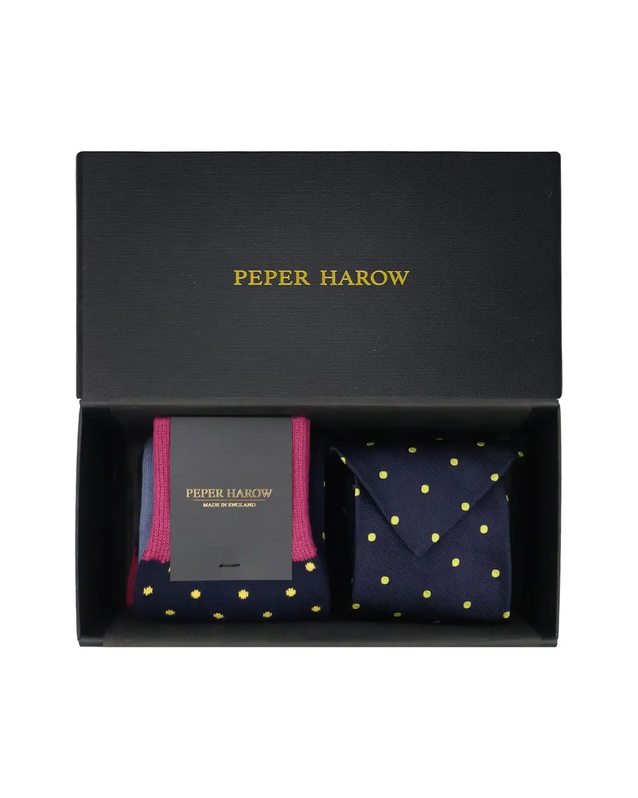 Gents PEPER HAROW Midnight Pin Polka Tie Socks Mens Gift Box £77.00
