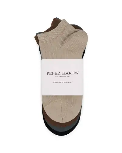 Women PEPER HAROW 4 Pack Essential Womens Trainer Socks - Stone £28.00