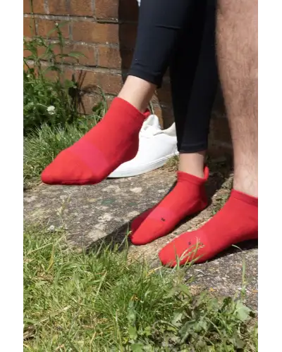 Women PEPER HAROW Organic Womens Trainer Sport Socks - Red £11.00